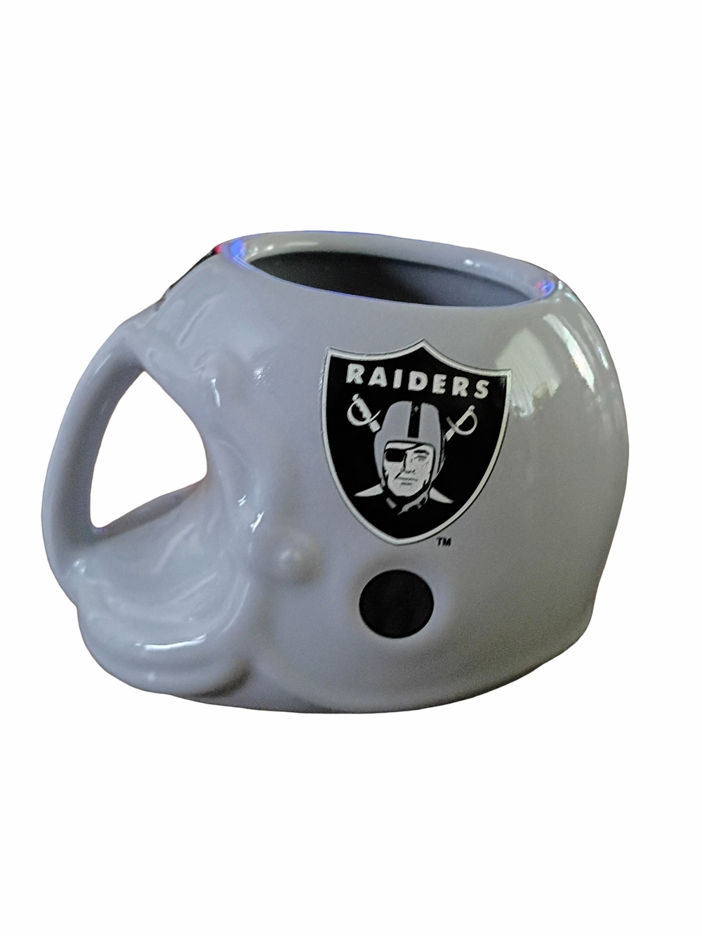 Vintage 1986 Oakland Raiders Gray Helmet Mug with Black Logo